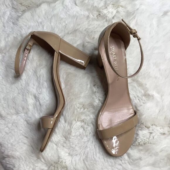 Stuart Weitzman Nude Patent Leather Heels - Picture 1 of 7
